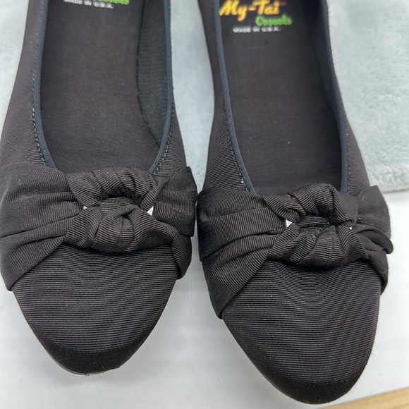 Vintage My-Tai Casuals Slip-on Black Nylon Bow Flats Size 7-1/2 - Picture 8 of 8